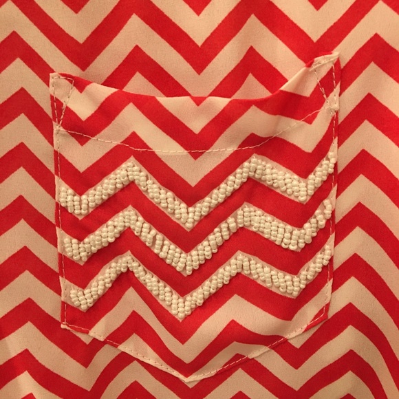 LAST CALL! Jemma White and Pink Chevron Blouse - Picture 3 of 7